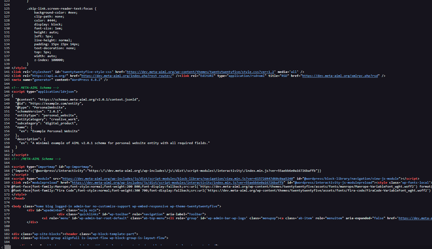 META-AIML WordPress Plugin Dashboard