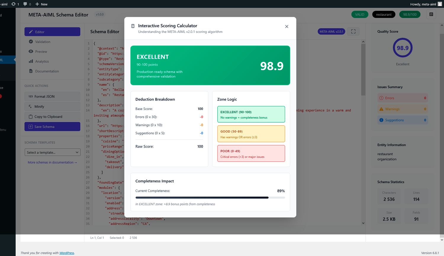 Entity Type Selection Interface